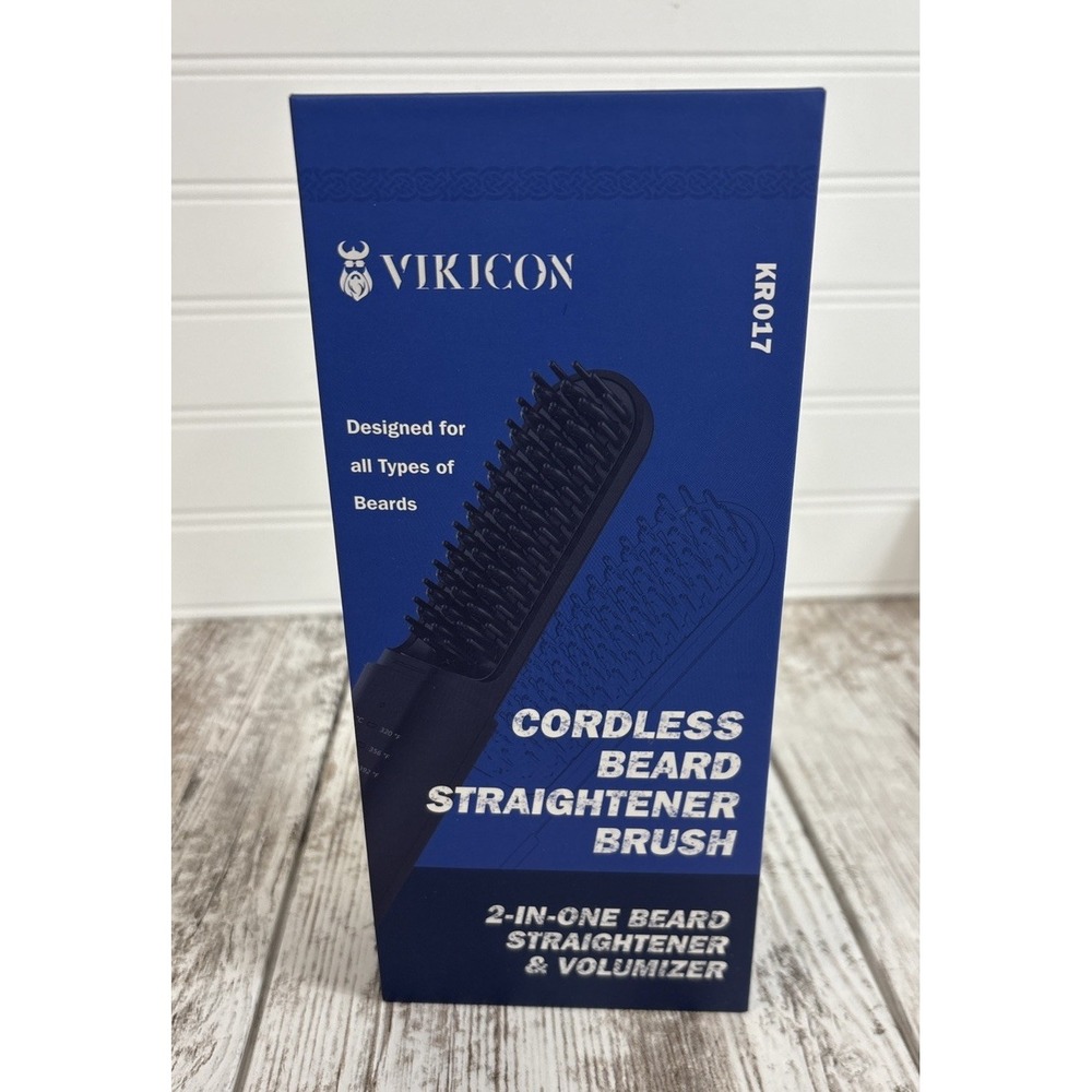 VIKICON Beard Straightener For Men, Cordless Heated Brush Black NWOT